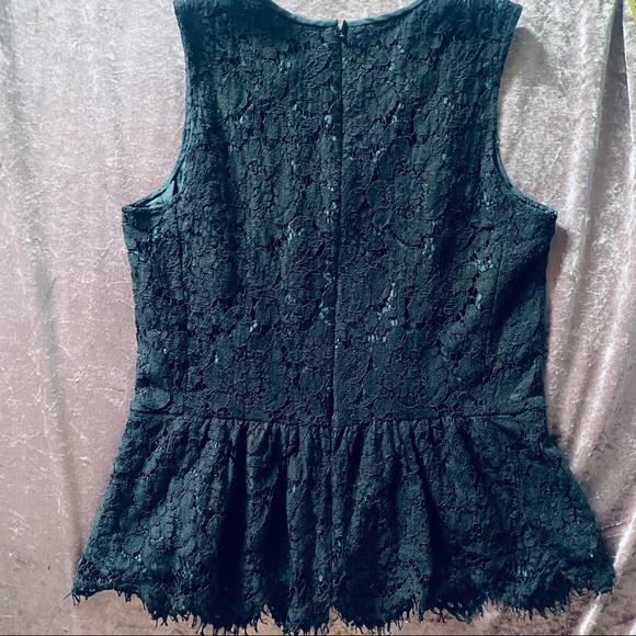 J. Crew Black Label Lace Peplum Blouse in Black - Picture 7 of 12